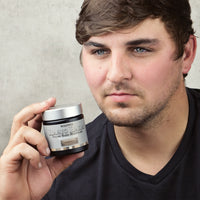 Men's Whipped Tallow and Honey Balm, Unscented, Man Holding Jar