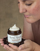 Women's Whipped Tallow and Honey Balm, Mocha Medley, Woman Smelling Balm