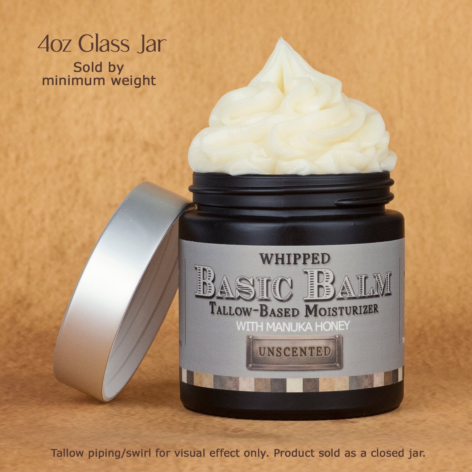 Men's BASIC BALM: Unscented (No Essential Oils) Whipped Tallow and Honey Balm